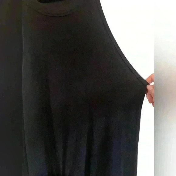 Athleta Front Tie Ribbed Loose Fit Tank Top Black - Picture 2 of 9